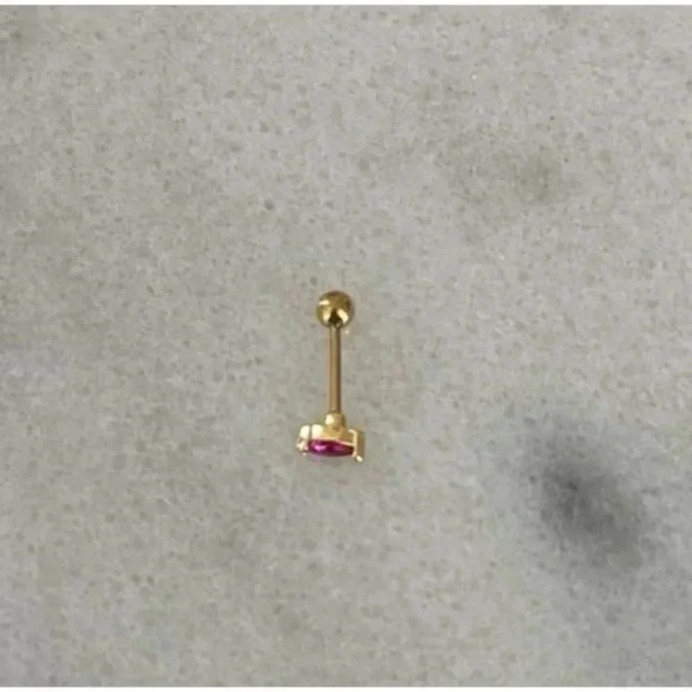 Gold Pink Tear Drop Crystal Mini Micro Small Cartilage Earring Brand New - Picture 2 of 4